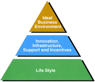 Ideal Business Environment
				Innovation, Infrastructure, Support and Incentives
				Life Style