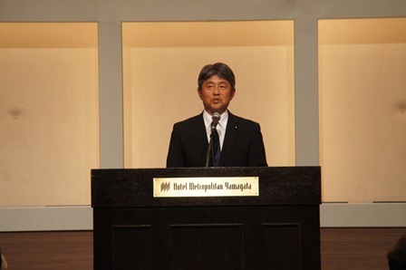 宮城県議会・山形県議会交流議員連盟会長 中島源陽 宮城県議会議長あいさつの様子
