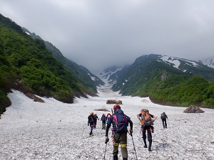 雪渓歩行訓練