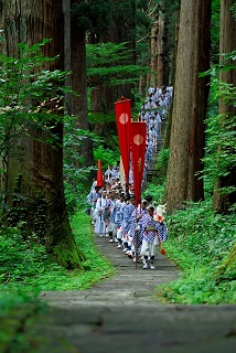 羽黒山の石段と杉並木