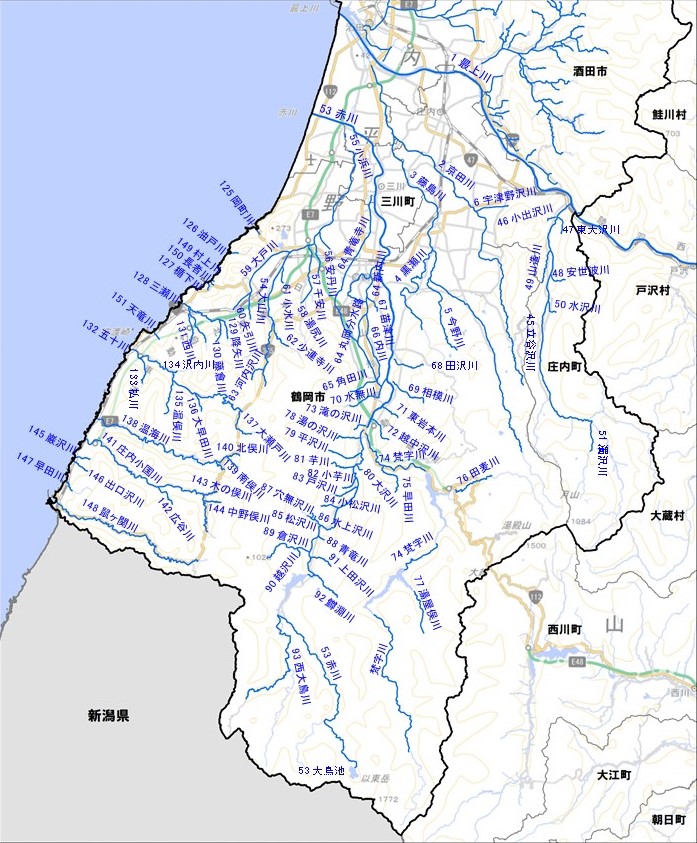 庄内河川位置図（南部）