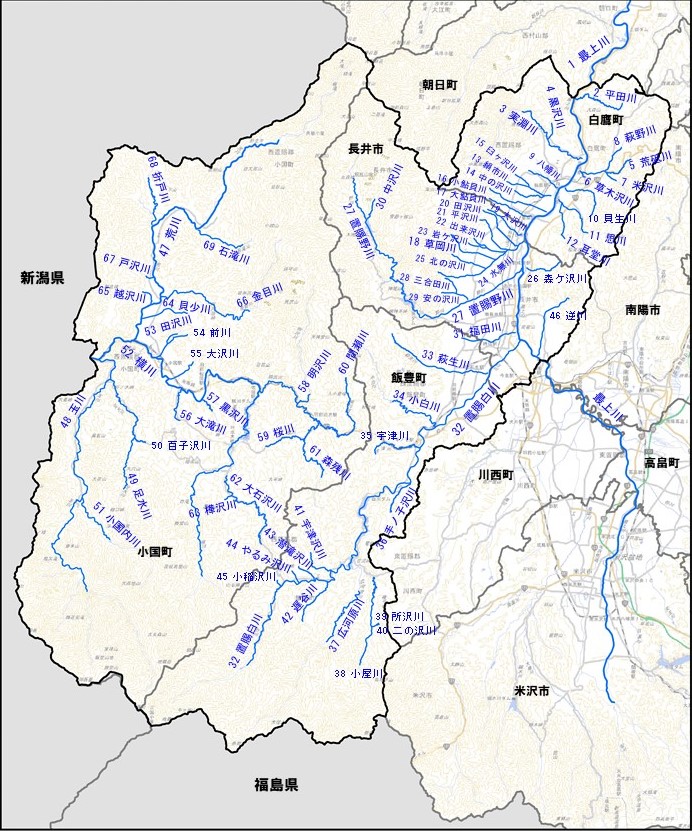 西置賜河川位置図