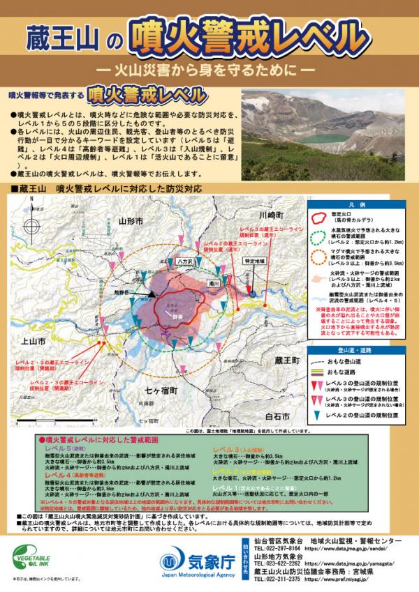 蔵王山の噴火警戒レベル1