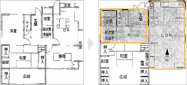 内装のリフォームと一緒に間取りも変更し筋かいを設置